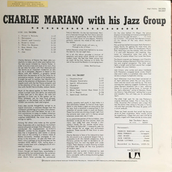 Charlie Mariano ~ Charlie Mariano With HIs Jazz Group (Vinyl) - Djungel & Jazz