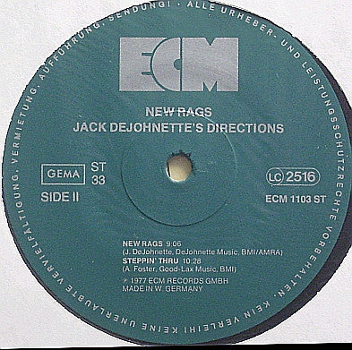 Jack DeJohnette's Directions ~ New Rags (Vinyl) - Djungel & Jazz