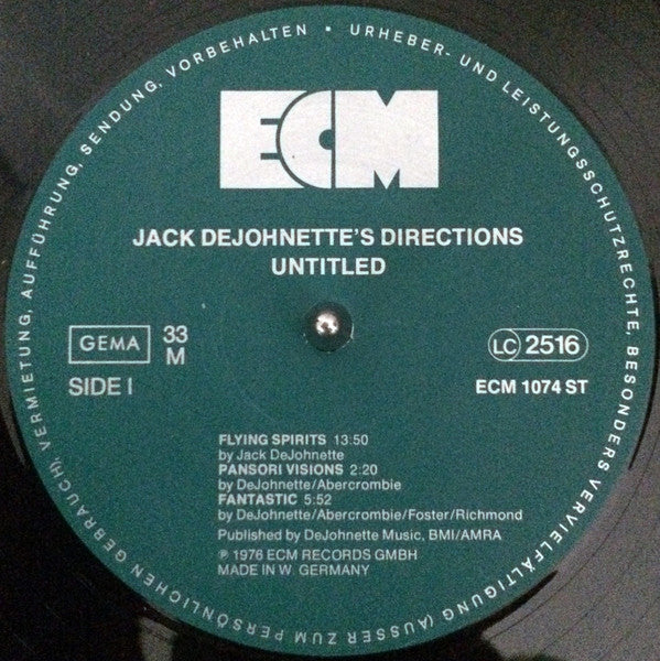 Jack DeJohnette's Directions ~ Untitled (Vinyl) - Djungel & Jazz