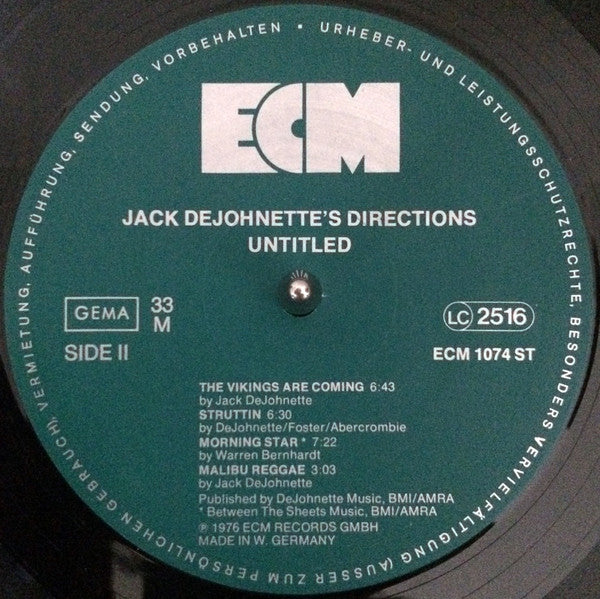 Jack DeJohnette's Directions ~ Untitled (Vinyl) - Djungel & Jazz