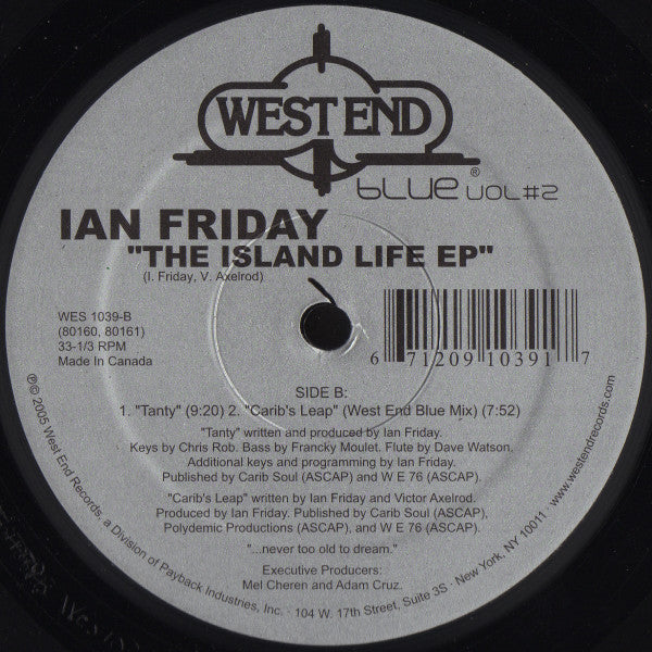 Ian Friday : The Island Life EP (12", EP)
