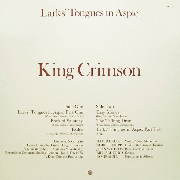 King Crimson ~ Larks' Tongues In Aspic (Vinyl) - Djungel & Jazz