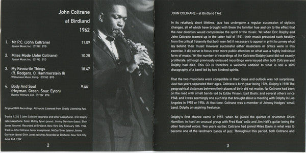 John Coltrane ~ Live At Birdland 1962 (Vinyl) - Djungel & Jazz