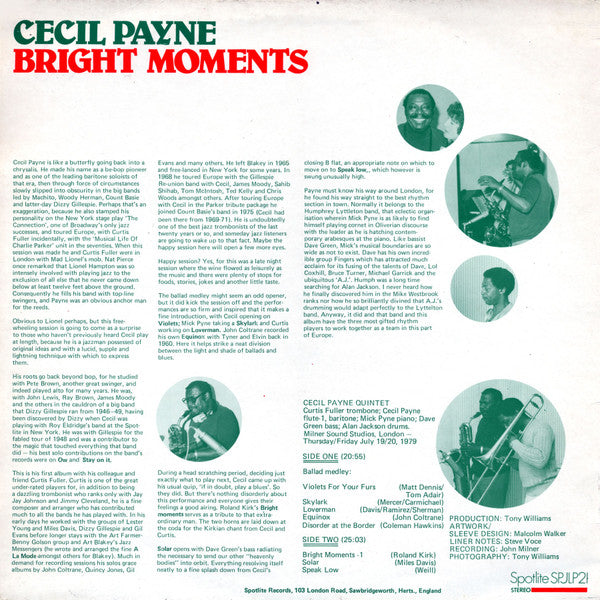 Cecil Payne ~ Bright Moments (Vinyl) - Djungel & Jazz