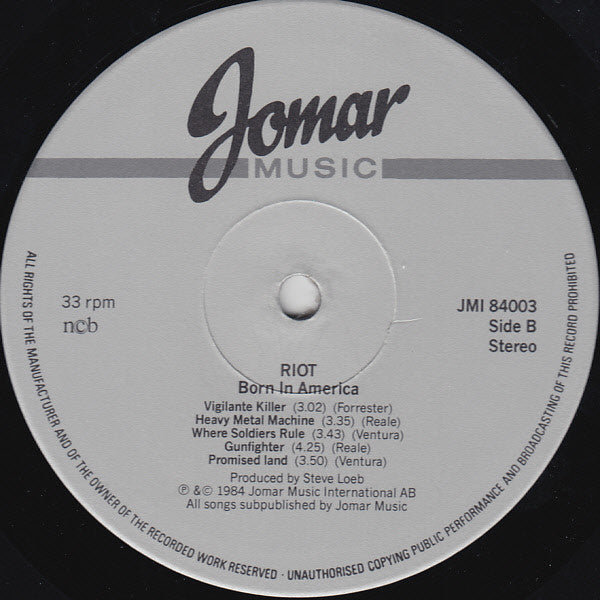 Riot  ~ Born In America (Vinyl) - Djungel & Jazz