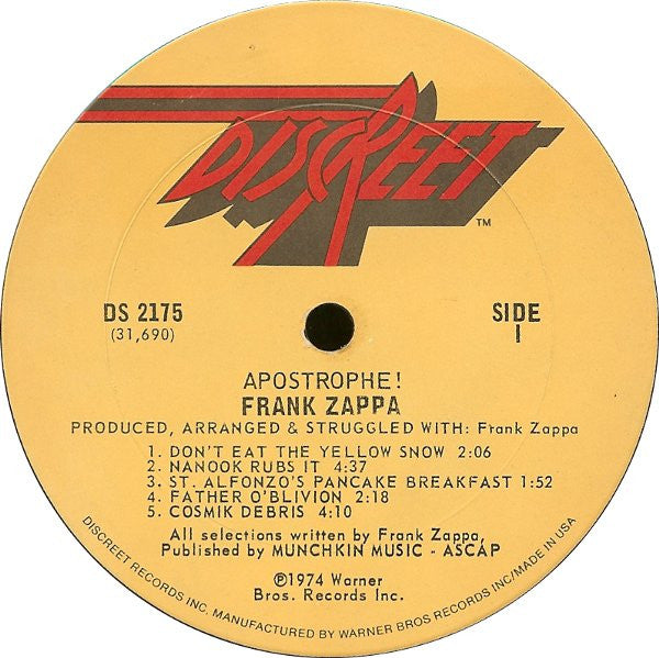 Frank Zappa ~ Apostrophe (') (Vinyl) - Djungel & Jazz