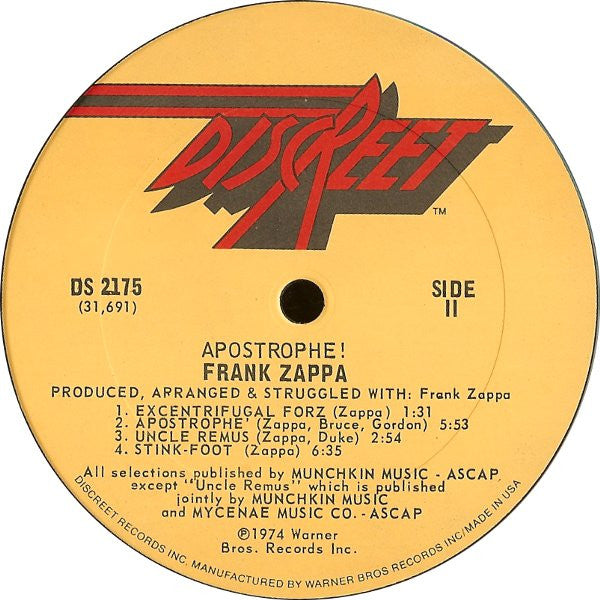 Frank Zappa ~ Apostrophe (') (Vinyl) - Djungel & Jazz