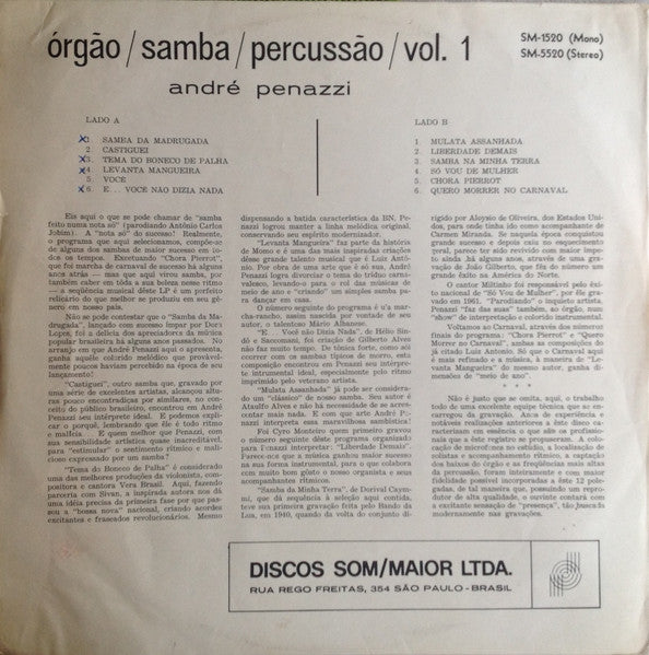 André Penazzi : Orgâo Samba Percussâo Vol. 1 (LP)