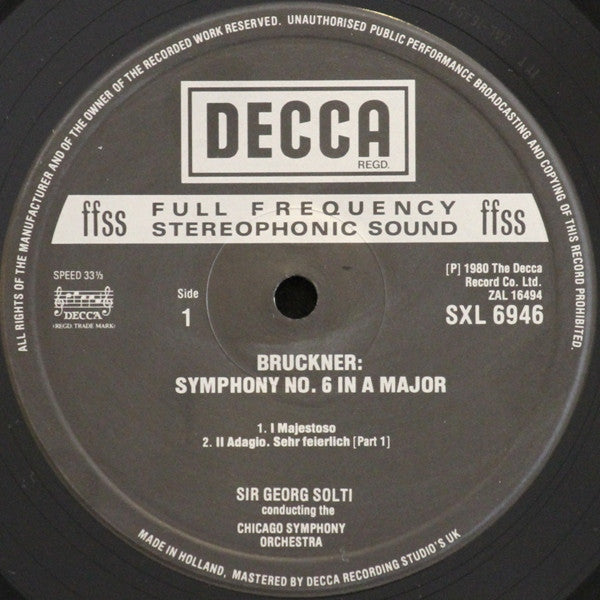 Anton Bruckner, Chicago Symphony Orchestra, Georg Solti ~ Symphony No. 6 (Vinyl) - Djungel & Jazz