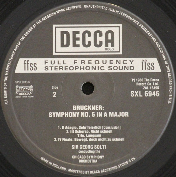 Anton Bruckner, Chicago Symphony Orchestra, Georg Solti ~ Symphony No. 6 (Vinyl) - Djungel & Jazz