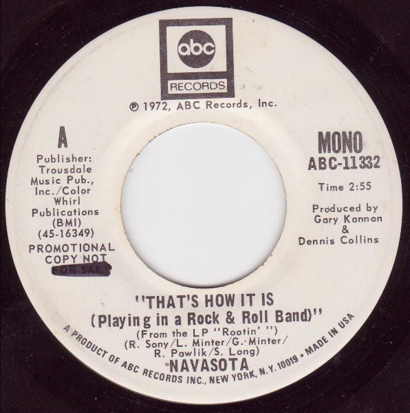 Navasota : That's How It Is (Playing In A Rock & Roll Band) (7", Promo)