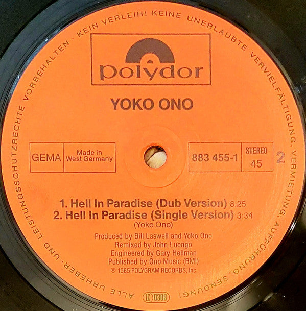 Yoko Ono ~ Hell In Paradise (Vinyl) - Djungel & Jazz