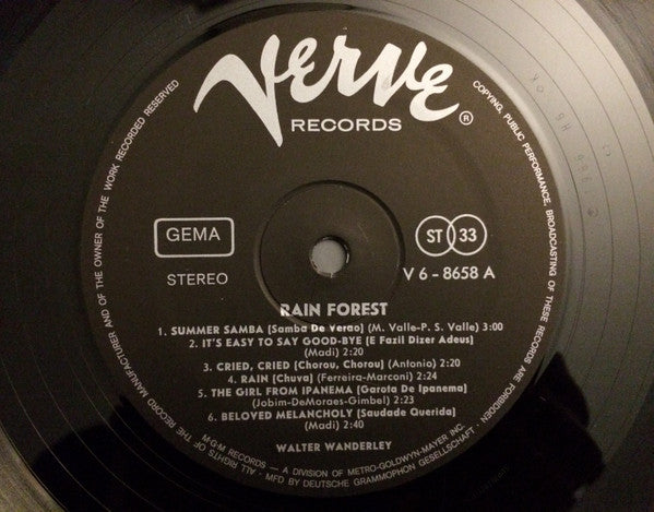 Walter Wanderley ~ Rain Forest (Vinyl) - Djungel & Jazz