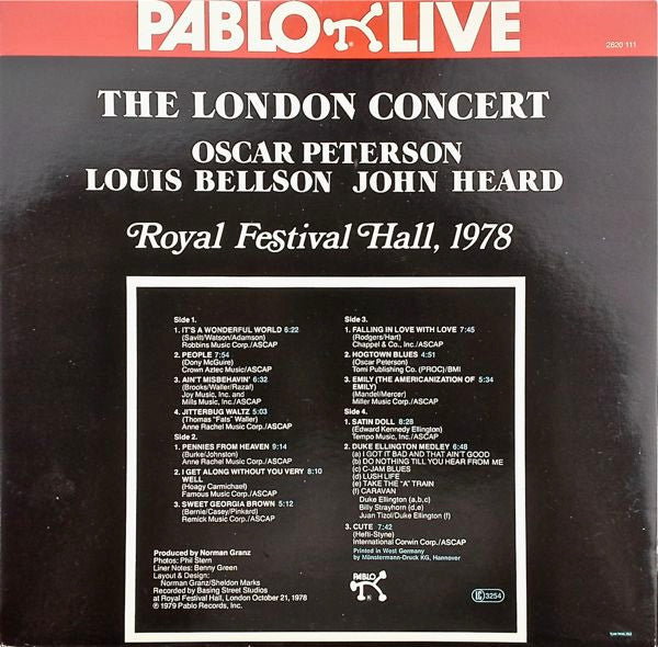 Oscar Peterson, Louis Bellson, John Heard ~ The London Concert (Vinyl) - Djungel & Jazz