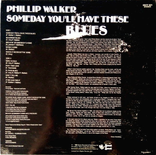 Phillip Walker : Someday You'll Have These Blues (LP, Album, RE)