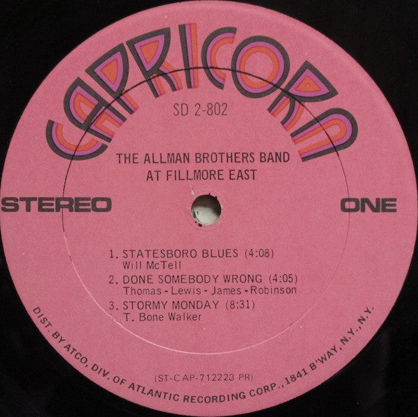 The Allman Brothers Band ~ The Allman Brothers Band At Fillmore East (Vinyl) - Djungel & Jazz