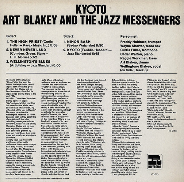 Art Blakey & The Jazz Messengers : Kyoto (LP, Album)