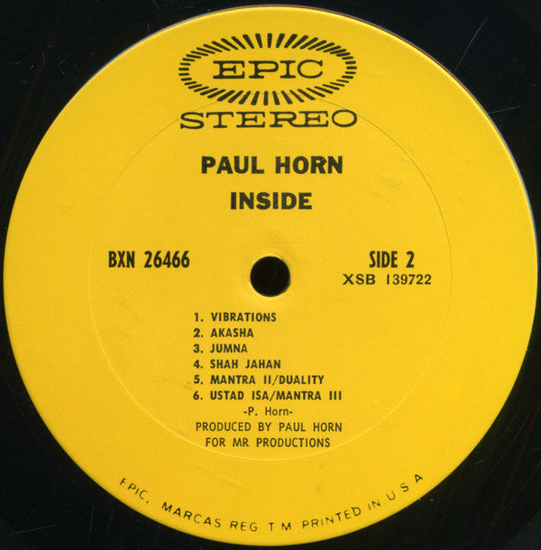 Paul Horn ~ Inside (Vinyl) - Djungel & Jazz