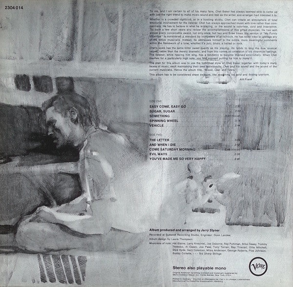 Chet Baker : Blood, Chet And Tears (LP, Album)