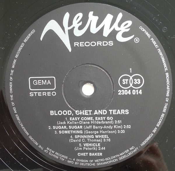 Chet Baker : Blood, Chet And Tears (LP, Album)