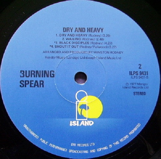 Burning Spear : Dry & Heavy (LP, Album, RP)