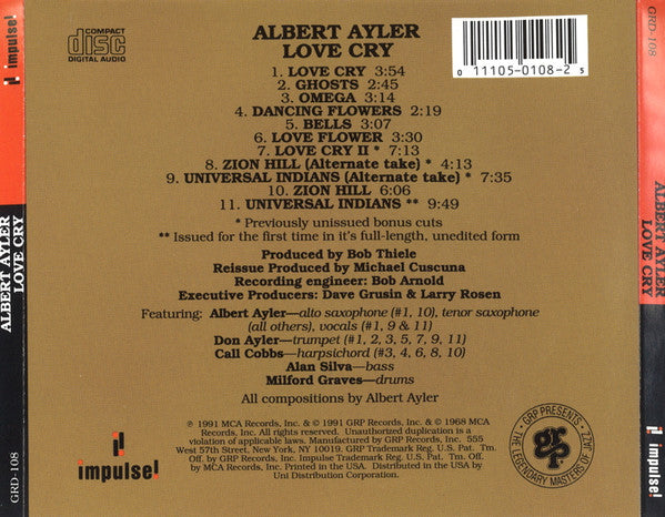 Albert Ayler ~ Love Cry (Vinyl) - Djungel & Jazz