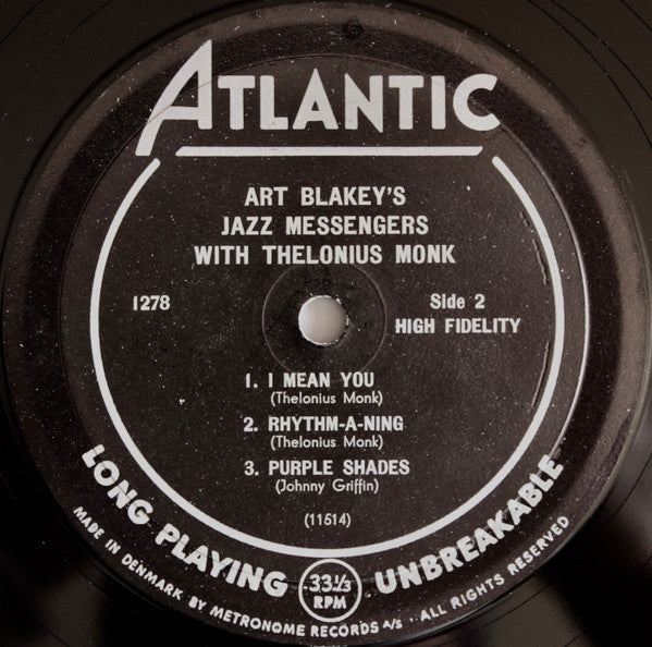 Art Blakey's Jazz Messengers* With Thelonious Monk : Art Blakey's Jazz Messengers With Thelonious Monk (LP, Album, Mono)