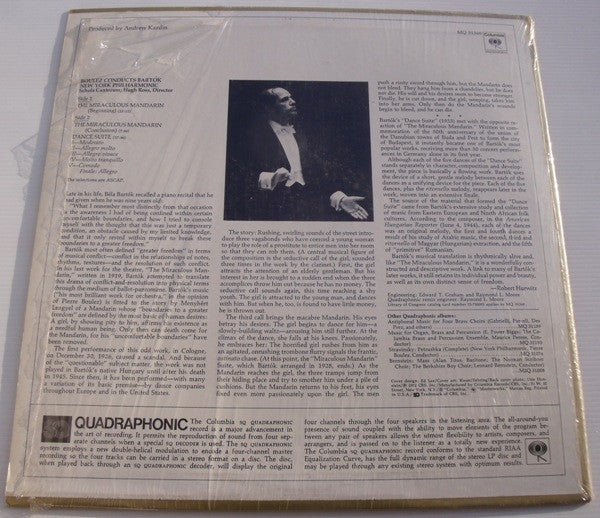 Pierre Boulez Conducts Béla Bartók / New York Philharmonic : The Miraculous Mandarin (Complete) / Dance Suite (LP, Album, Quad)