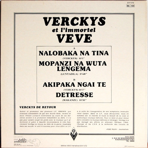 Verckys Et Orchestre Veve ~ Verckys Et L'Immortel Veve - Vol. 1 (Vinyl) - Djungel & Jazz