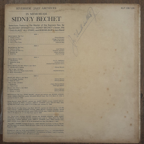 Sidney Bechet ~ In Memoriam (Vinyl) - Djungel & Jazz
