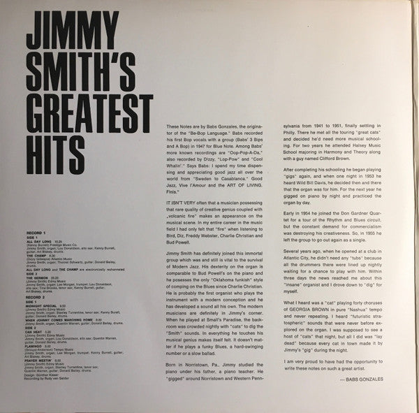 Jimmy Smith ~ Jimmy Smith's Greatest Hits (Vinyl) - Djungel & Jazz