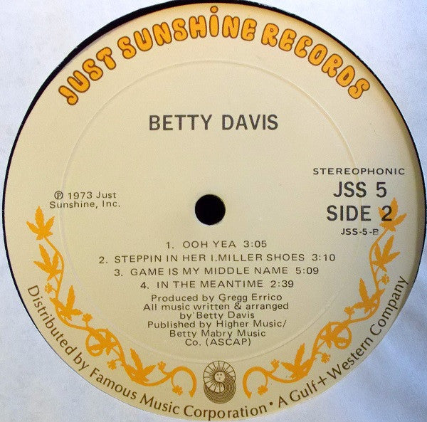 Betty Davis ~ Betty Davis (Vinyl) - Djungel & Jazz