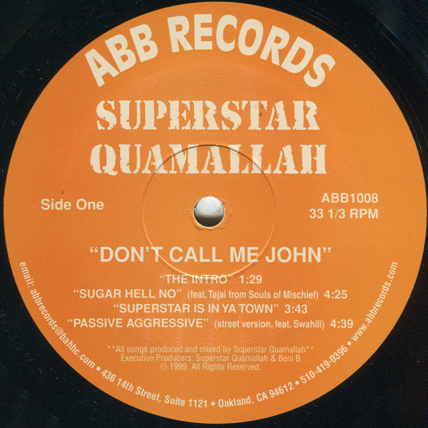 Superstar Quamallah ~ Don't Call Me John (Vinyl) - Djungel & Jazz