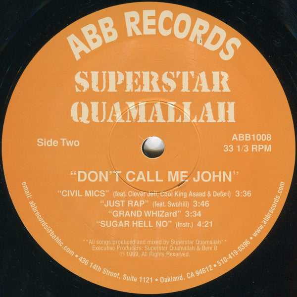 Superstar Quamallah ~ Don't Call Me John (Vinyl) - Djungel & Jazz