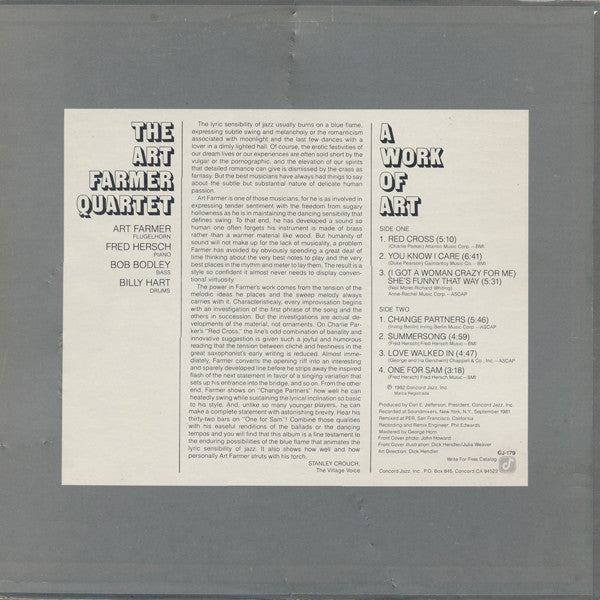 The Art Farmer Quartet ~ A Work Of Art (Vinyl) - Djungel & Jazz