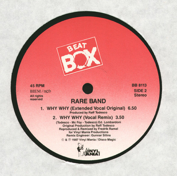 Rare Band ~ Why Why (A Swedish Beat Box Remix) (Vinyl) - Djungel & Jazz