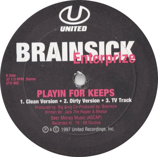 Brainsick Enterprize ~ Playin' For Keeps / Time To Shine (Vinyl) - Djungel & Jazz