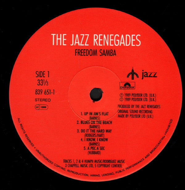 The Jazz Renegades ~ Freedom Samba (Vinyl) - Djungel & Jazz