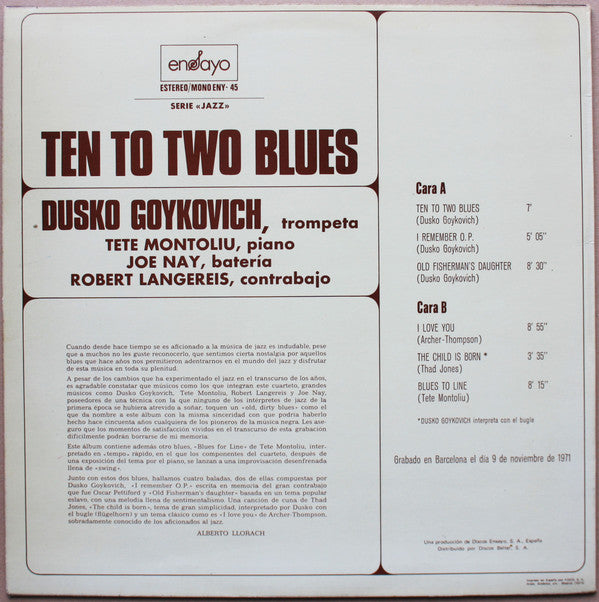 Dusko Goykovich : Ten To Two Blues (LP, RE)