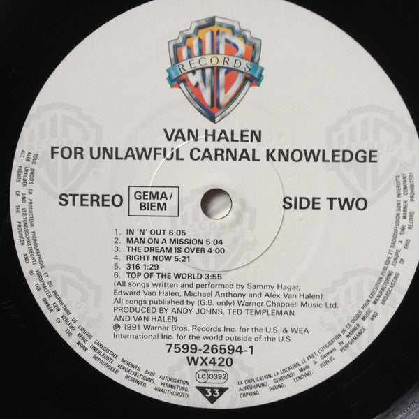 Van Halen ~ For Unlawful Carnal Knowledge (Vinyl) - Djungel & Jazz