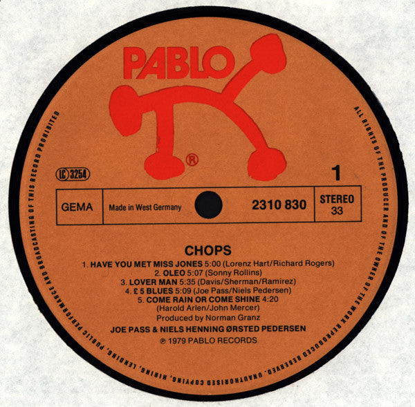 Joe Pass And Niels Henning Ørsted Pedersen ~ "Chops" (Vinyl) - Djungel & Jazz