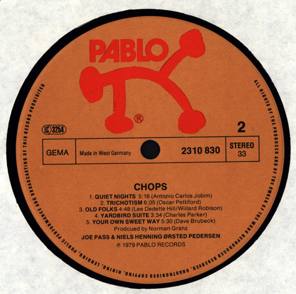 Joe Pass And Niels Henning Ørsted Pedersen ~ "Chops" (Vinyl) - Djungel & Jazz