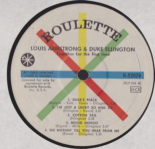 Louis Armstrong & Duke Ellington ~ Recording Together For The First Time (Vinyl) - Djungel & Jazz
