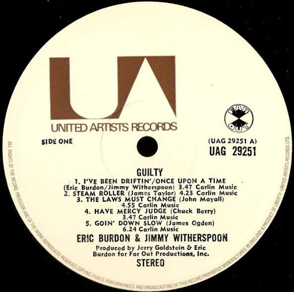 Eric Burdon & Jimmy Witherspoon ~ Guilty! (Vinyl) - Djungel & Jazz