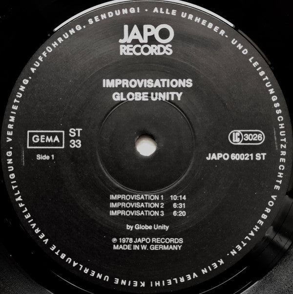 Globe Unity ~ Improvisations (Vinyl) - Djungel & Jazz