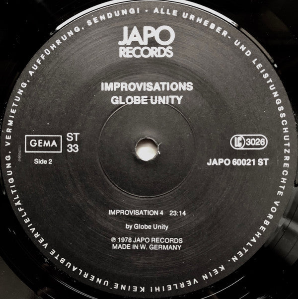 Globe Unity ~ Improvisations (Vinyl) - Djungel & Jazz