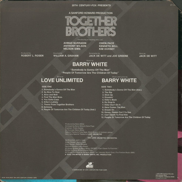 Barry White, Love Unlimited, The Love Unlimited Orchestra ~ Together Brothers (Original Motion Picture Soundtrack) (Vinyl) - Djungel & Jazz