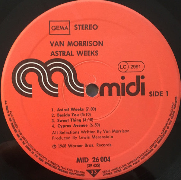 Van Morrison : Astral Weeks (LP, Album, RE)