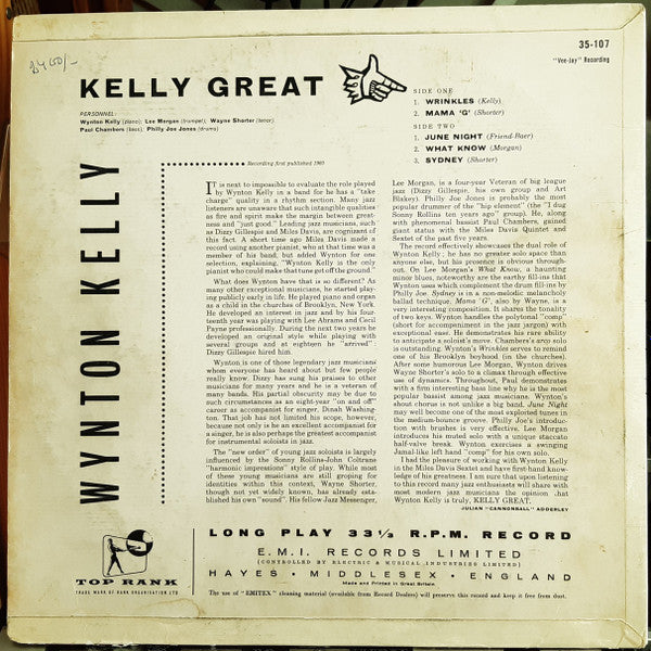 Wynton Kelly ~ Kelly Great (Vinyl) - Djungel & Jazz