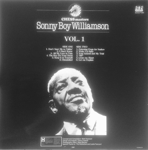 Sonny Boy Williamson (2) : Sonny Boy Williamson Chess Masters Vol 1 (LP, Album, RE)